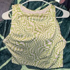 Green and White Checkered Athletic Top